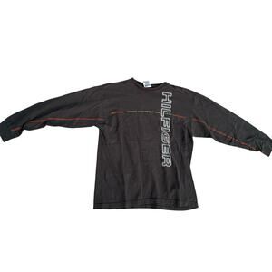 VTG 90s Y2K Tommy Hilfiger Size M Black Long Sleeve Spell Out T-Shirt Made USA